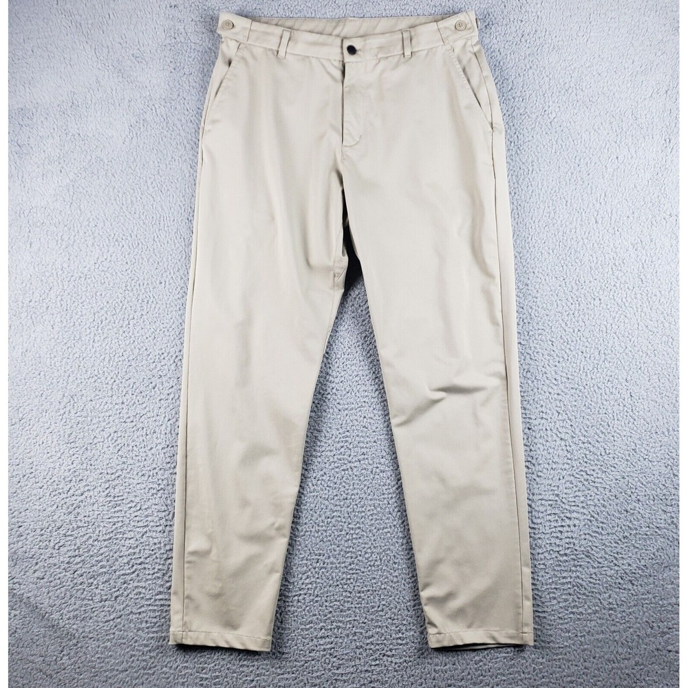 Youngla Office Tech Pants Mens 36L (35x31) Beige Straight Adjustable Waist 626